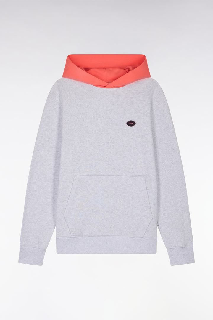 Sweatshirt en molleton coton bicolore corail coupe décontractée