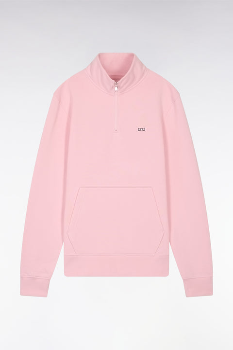 Straight-fit pink cotton zip-neck sweatshirt - Image 2