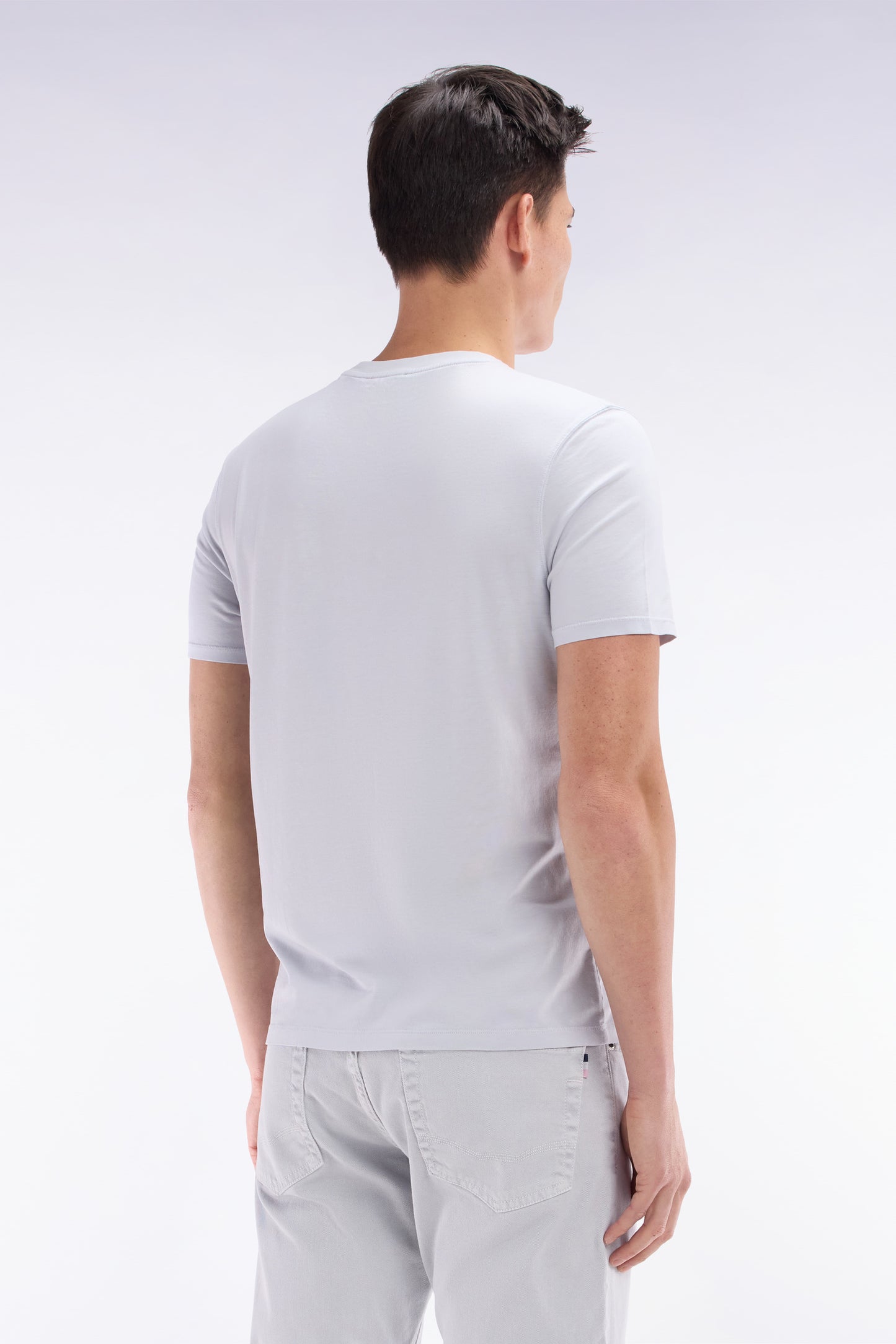 Straight-fit light grey short-sleeved T-shirt