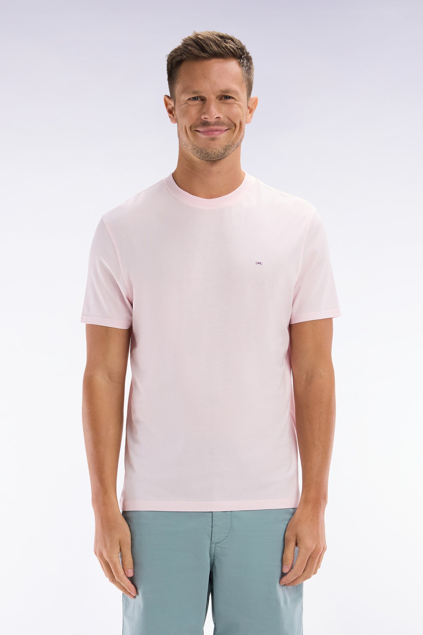 Straight-fit light pink short-sleeved T-shirt