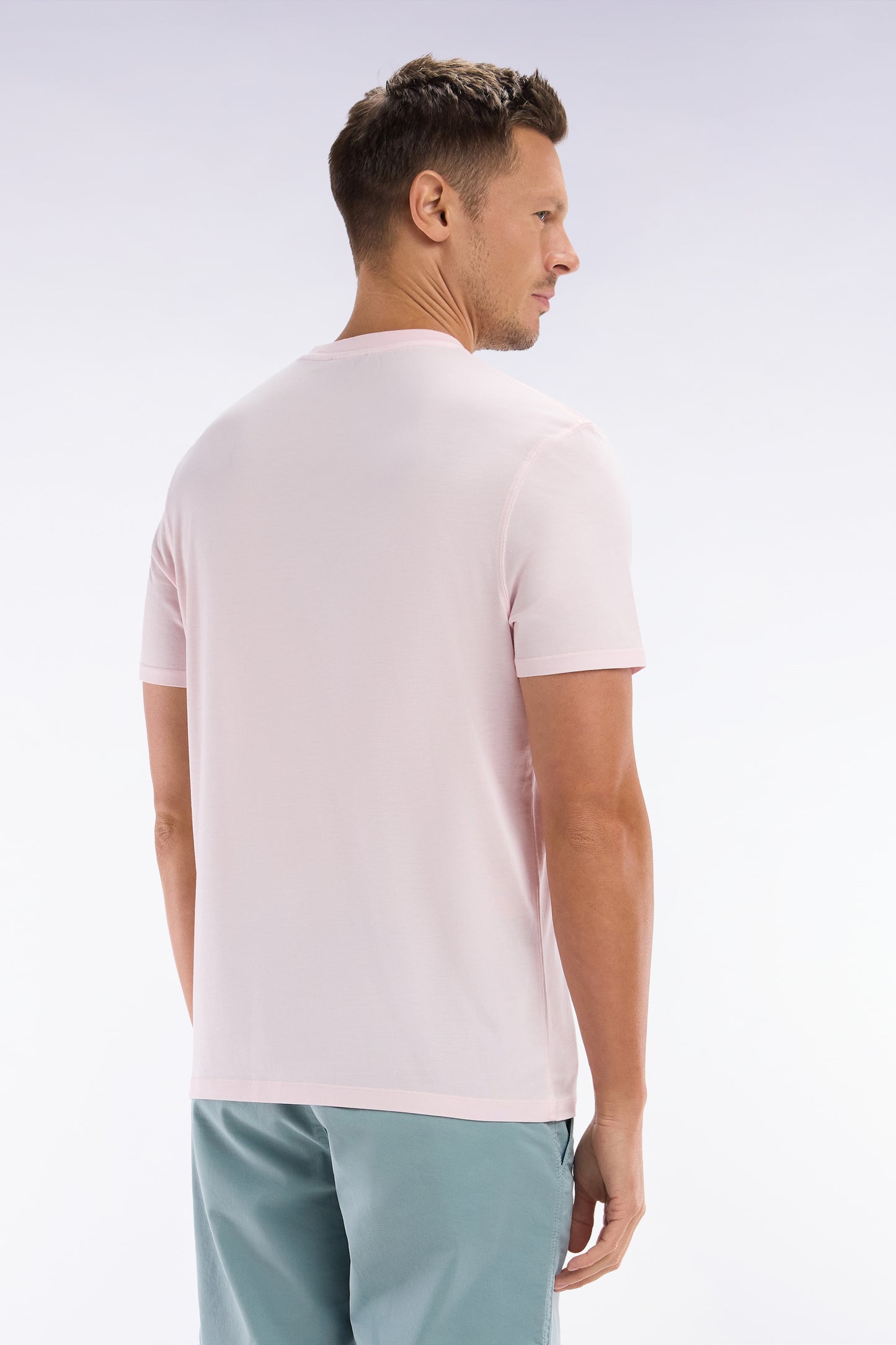 Straight-fit light pink short-sleeved T-shirt