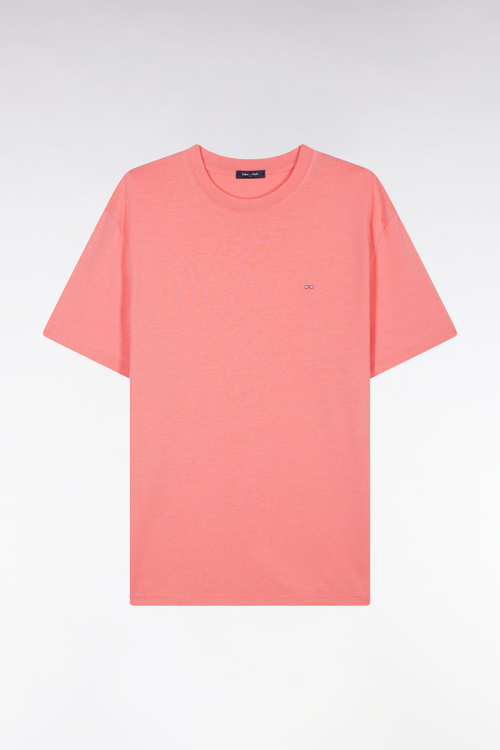 T-shirt manches courtes rose saumon coupe droite