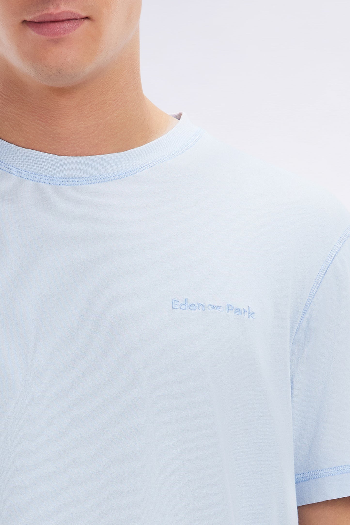 Relaxed-fit sky blue overdyed cotton T-shirt