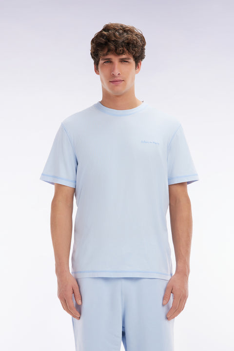 Relaxed-fit sky blue overdyed cotton T-shirt - Image 1