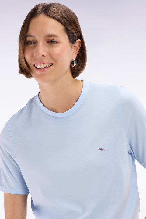 Straight-fit sky blue T-shirt in lyocell and cotton blend - Image 1