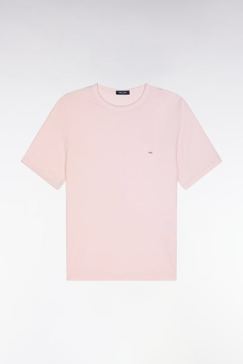 Straight-fit light pink T-shirt in lyocell and cotton blend - Image 2