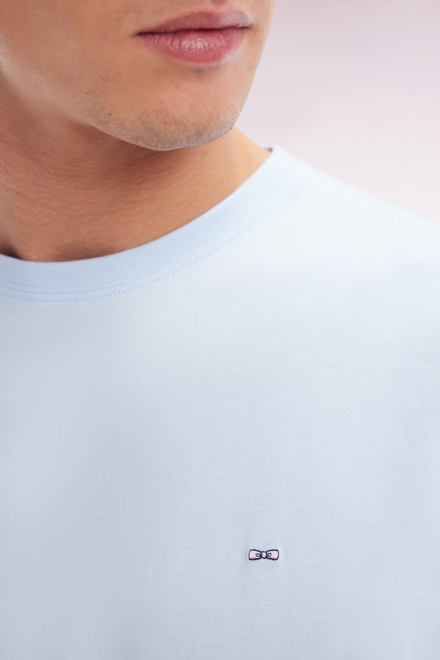 Straight-fit sky blue Pima cotton T-shirt
