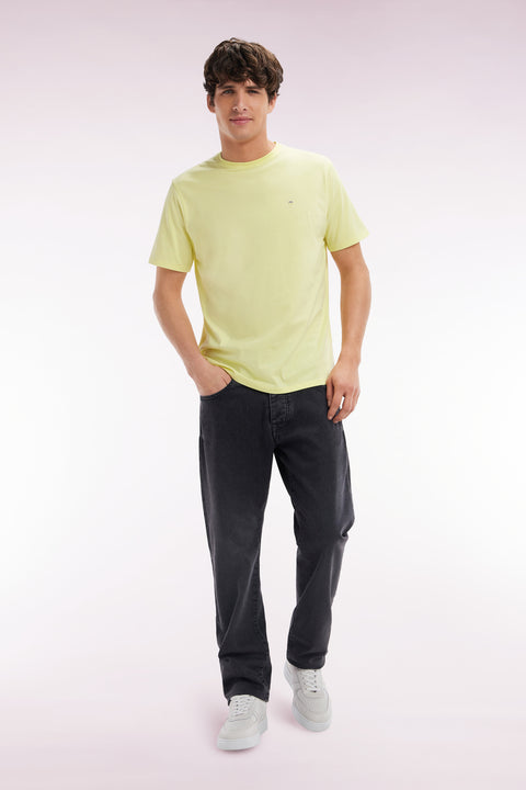 Straight-fit yellow Pima cotton T-shirt - Image 3