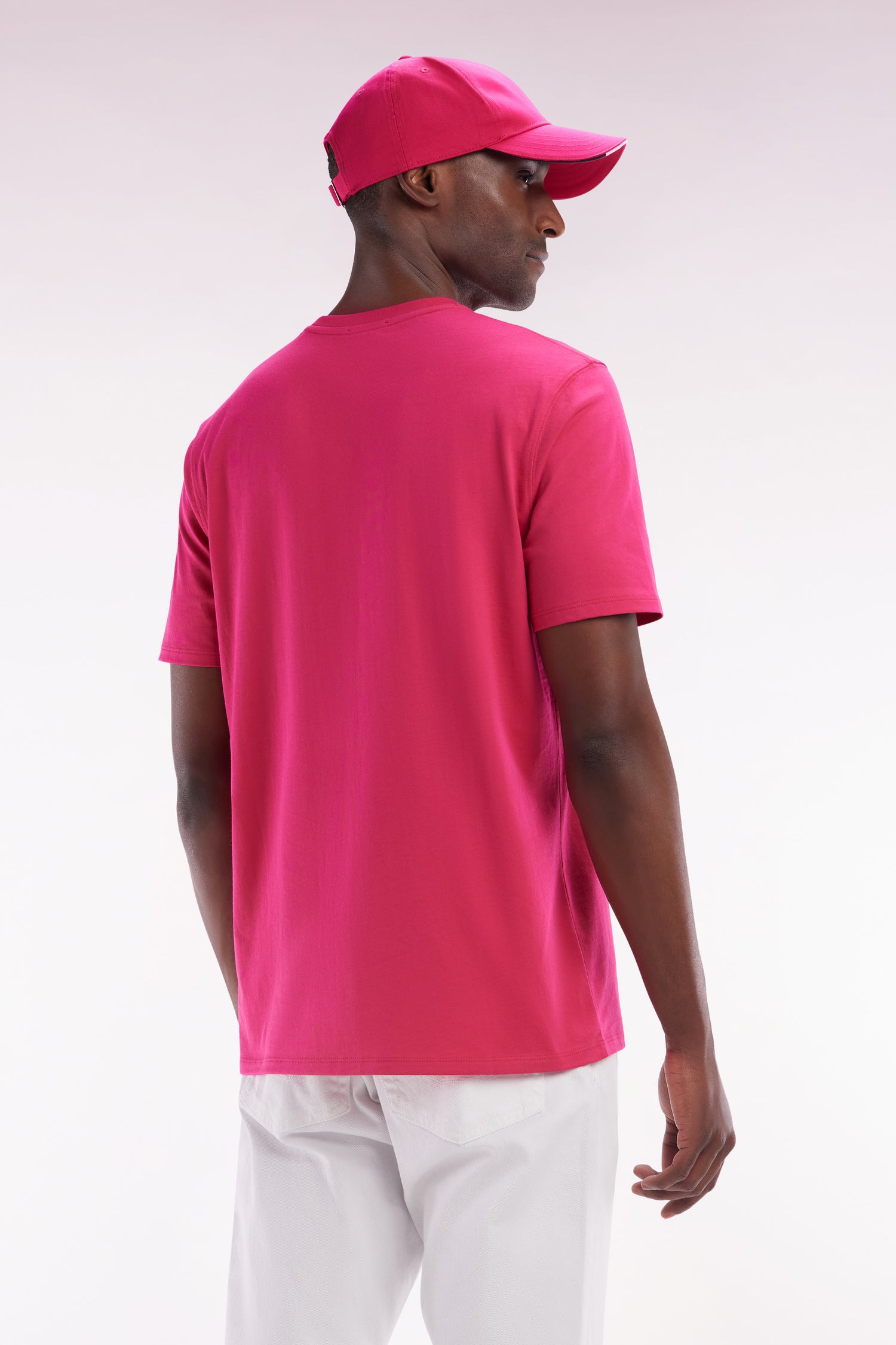 T-shirt en coton Pima fuchsia coupe droite