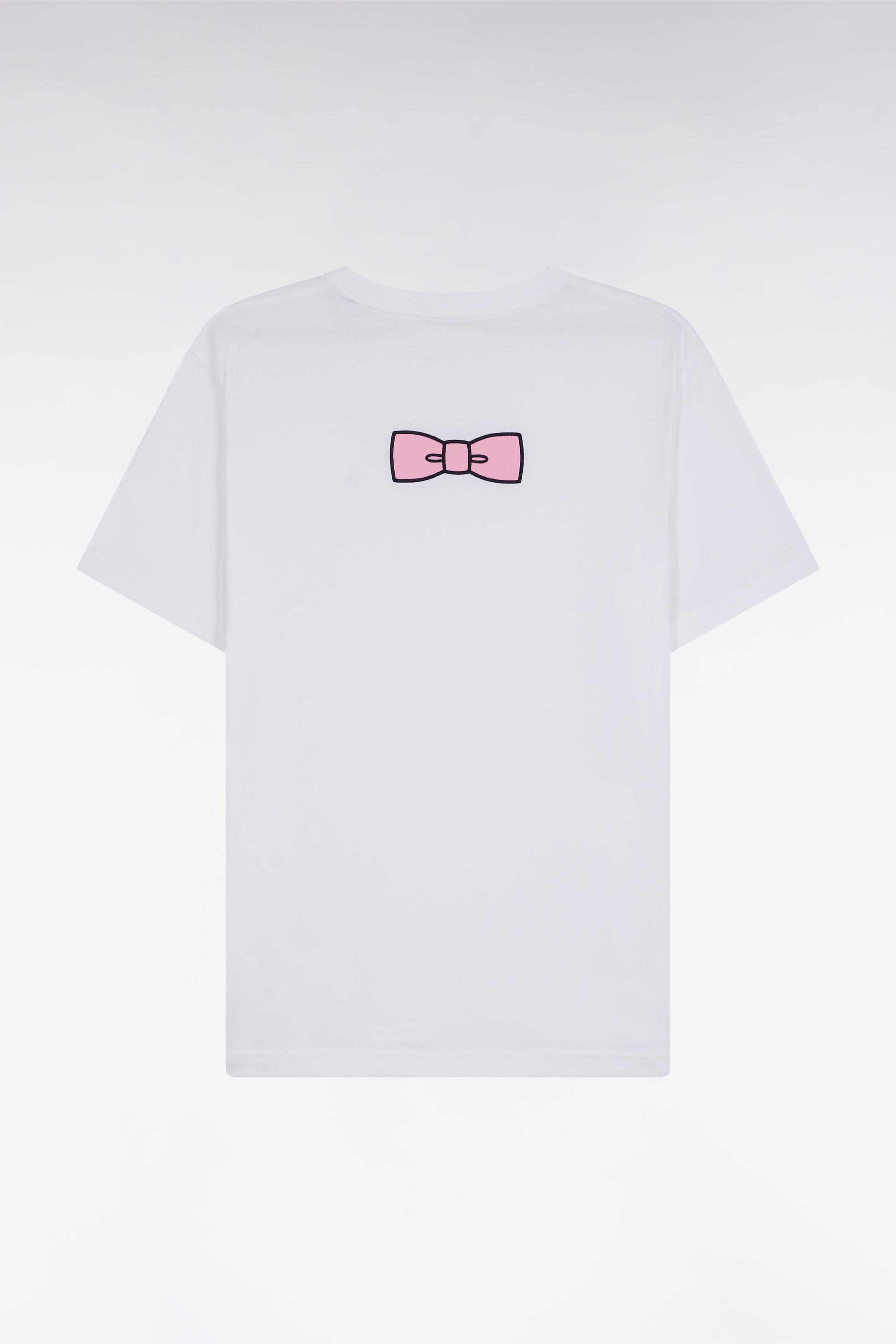 T-shirt en coton Pima blanc broderie dos coupe droite