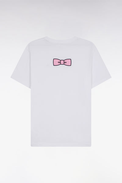 Straight-fit white Pima cotton T-shirt with back embroidery