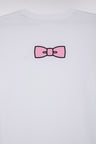Straight-fit white Pima cotton T-shirt with back embroidery