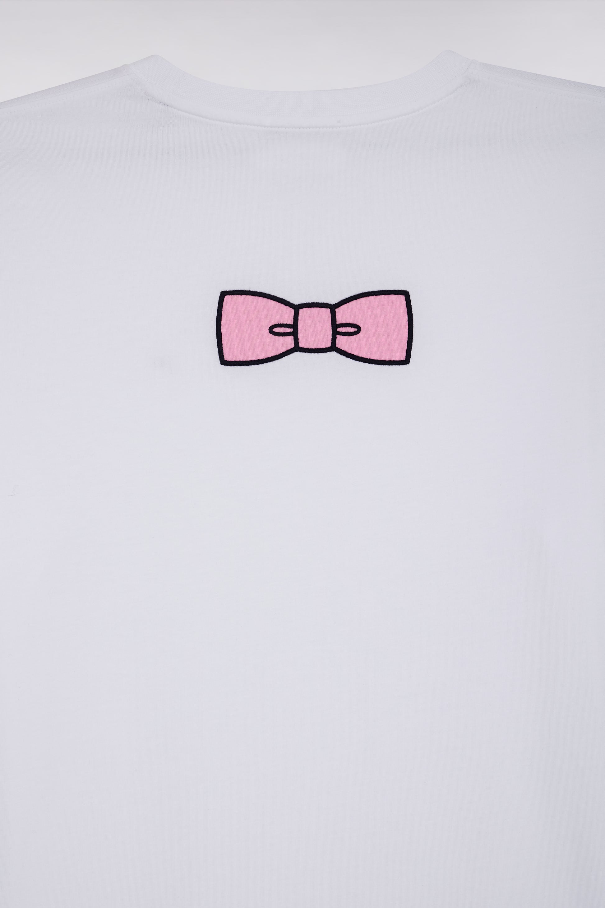 T-shirt en coton Pima blanc broderie dos coupe droite