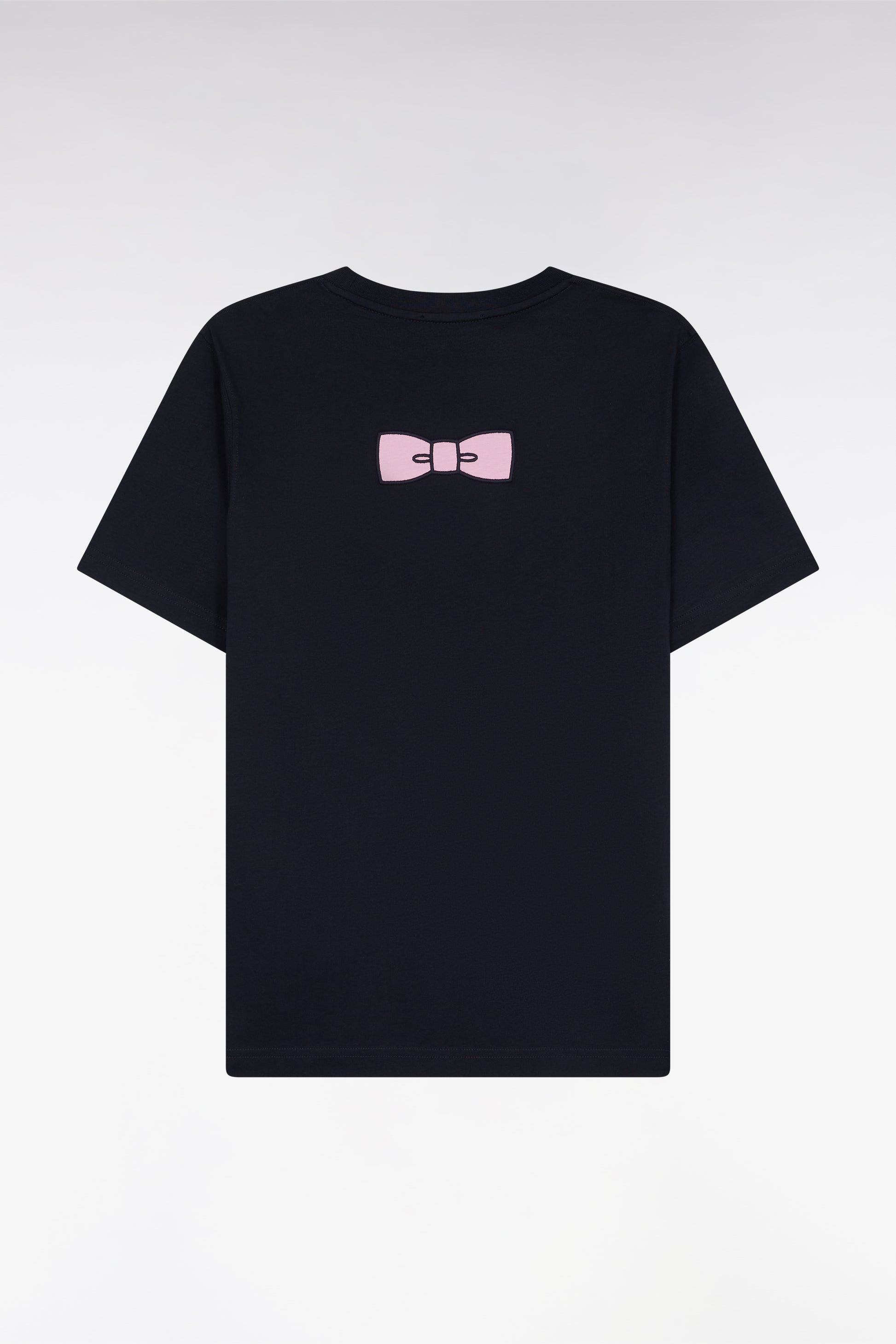 T-shirt en coton Pima marine broderie dos coupe droite
