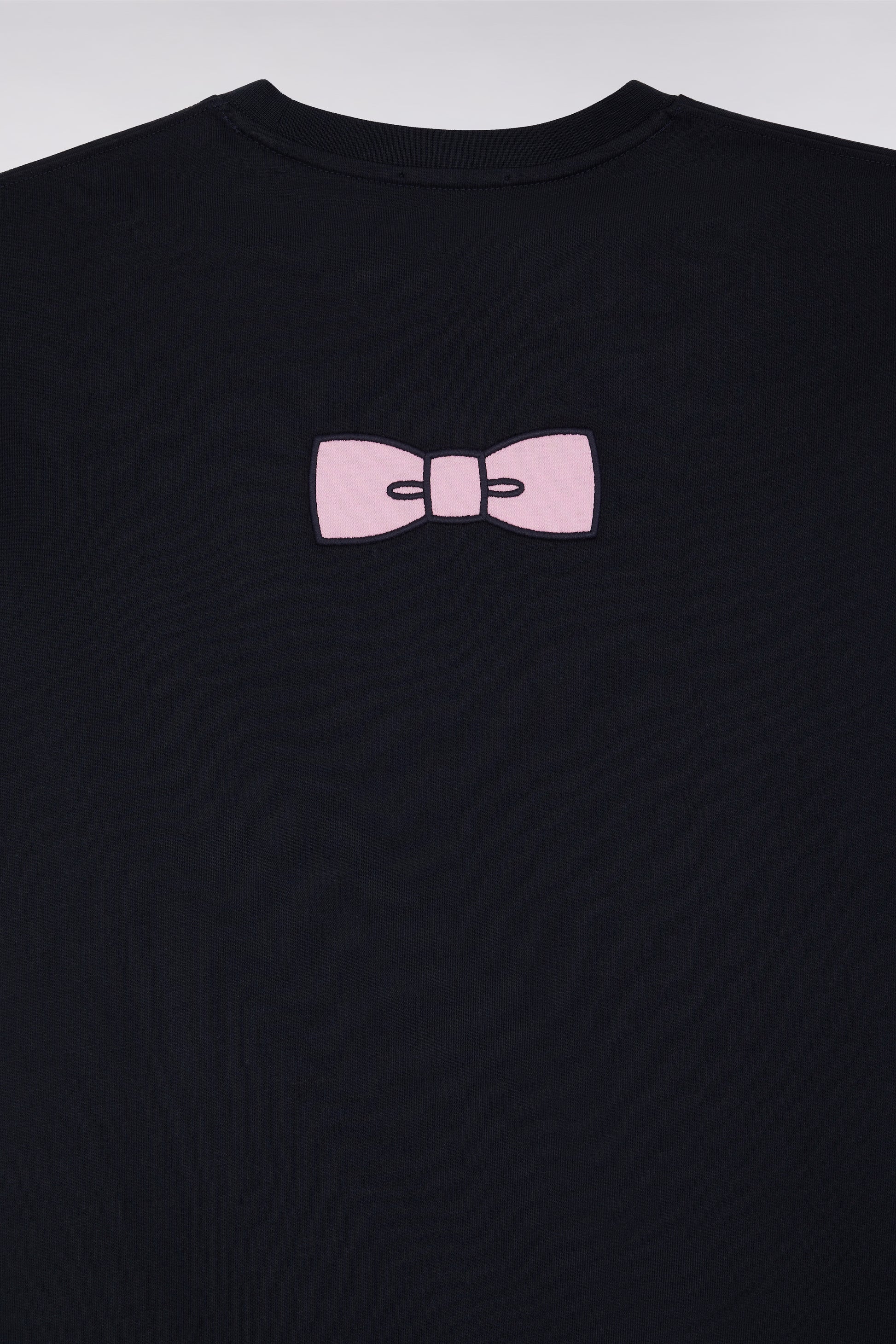 T-shirt en coton Pima marine broderie dos coupe droite