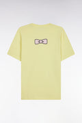 T-shirt en coton Pima jaune broderie dos coupe droite