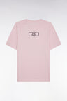 Straight-fit light pink Pima cotton T-shirt with back embroidery