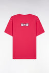 Straight-fit fuchsia Pima cotton T-shirt with back embroidery
