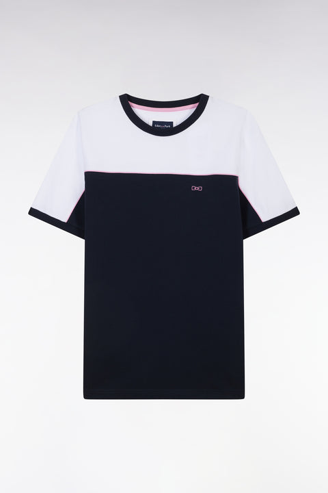 Straight-fit two-tone navy cotton jersey T-shirt - Image 2
