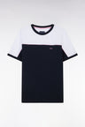 Straight-fit two-tone navy cotton jersey T-shirt