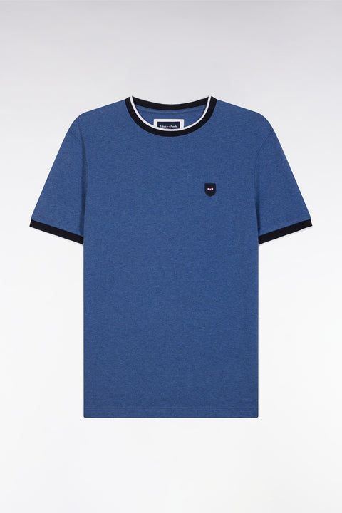 Slim-fit dark blue stretch cotton T-shirt - Image 1