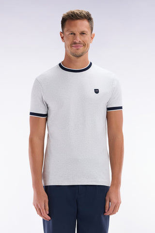 Slim-fit grey stretch cotton T-shirt