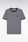 Slim-fit navy striped stretch cotton T-shirt