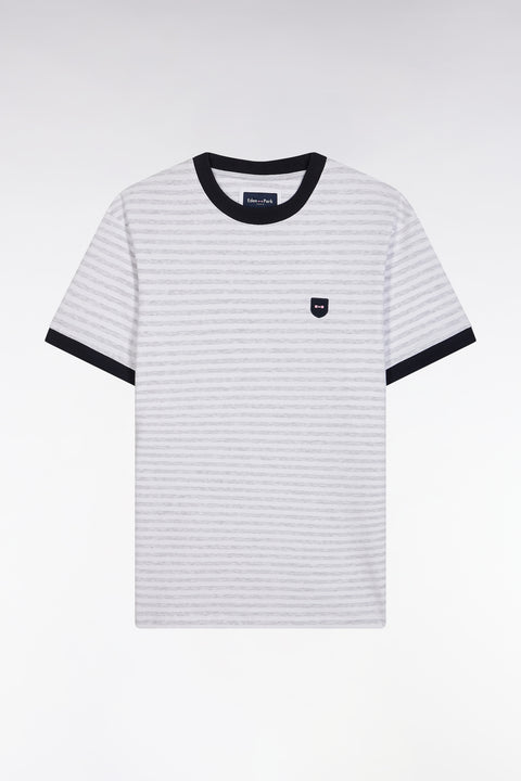 Slim-fit grey striped stretch cotton T-shirt - Image 2