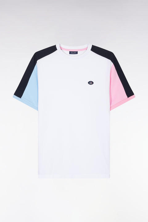 Straight-fit white cotton colorblock T-shirt - Image 2