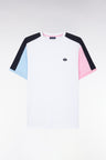 Straight-fit white cotton colorblock T-shirt