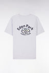 Grey cotton T-shirt with multicolored embroidery, relaxed fit