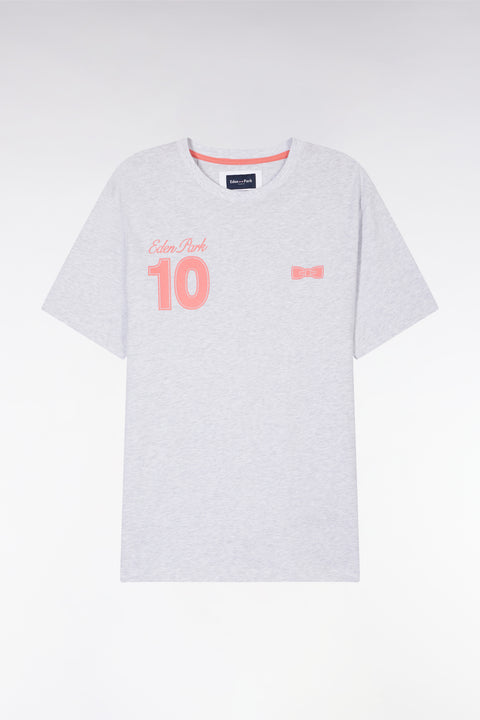 Grey and red cotton T-shirt 10, relaxed fit - Image 2