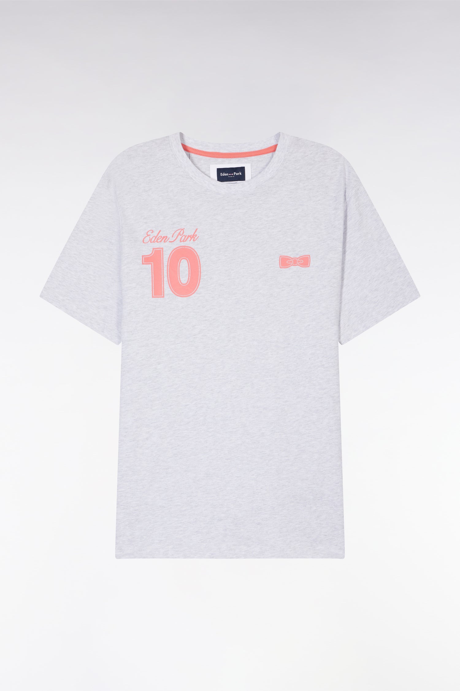 T-shirt 10 en coton gris et rouge coupe décontractée