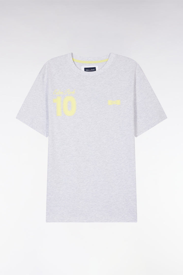 T-shirt 10 en coton gris et jaune coupe décontractée