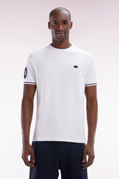 XV T-shirt from France in white cotton embroidery 10 straight cut