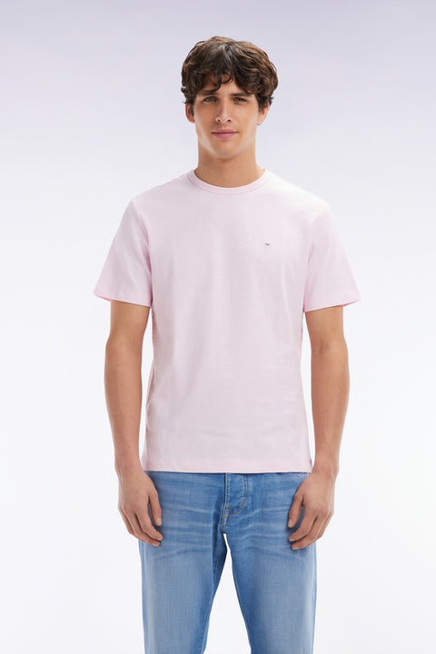 Pale pink cotton jersey t-shirt straight cut - Image 1