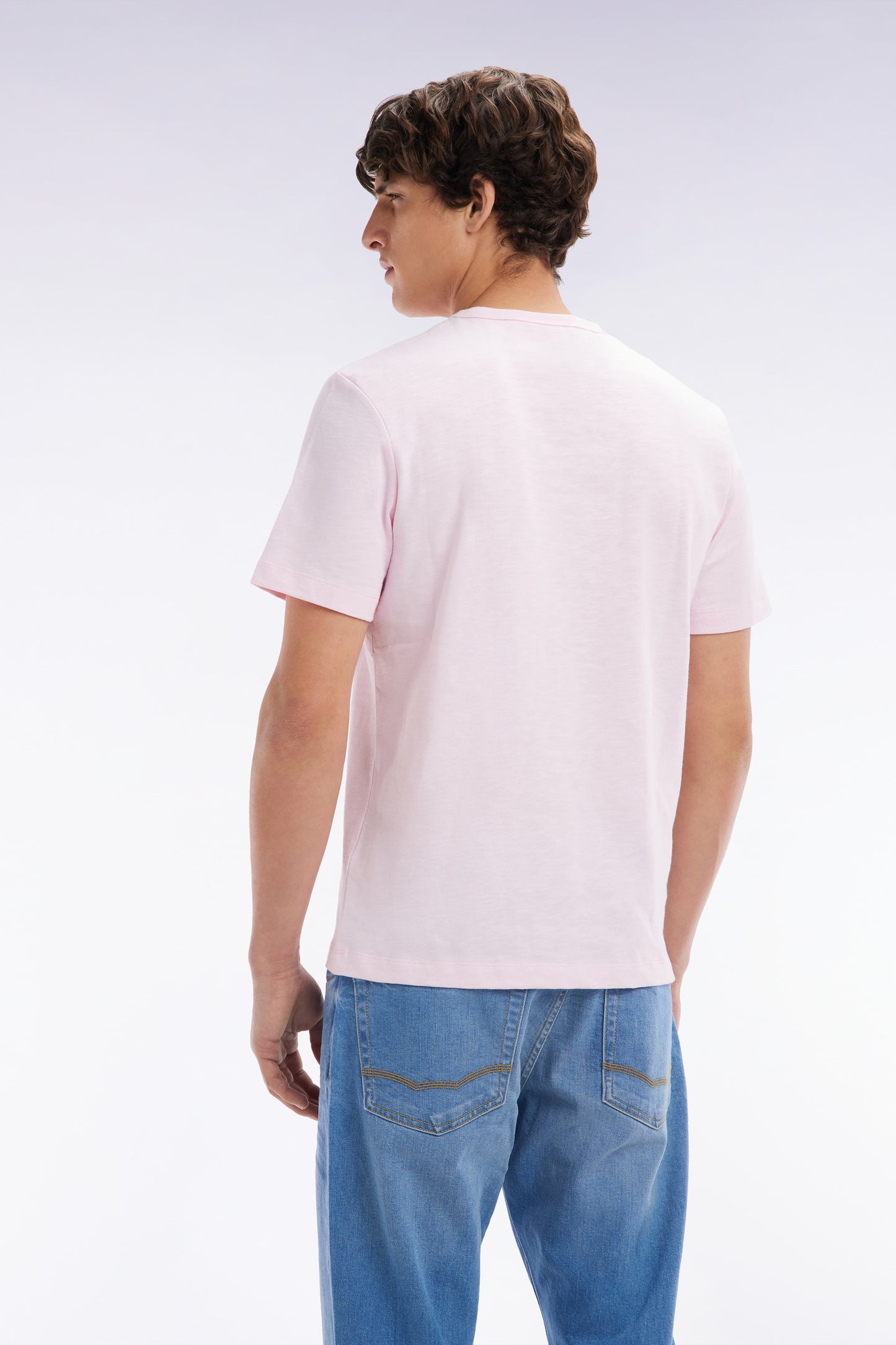 Pale pink cotton jersey t-shirt straight cut