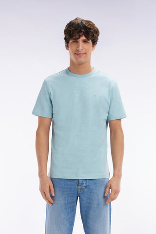 Water green cotton jersey t-shirt straight cut