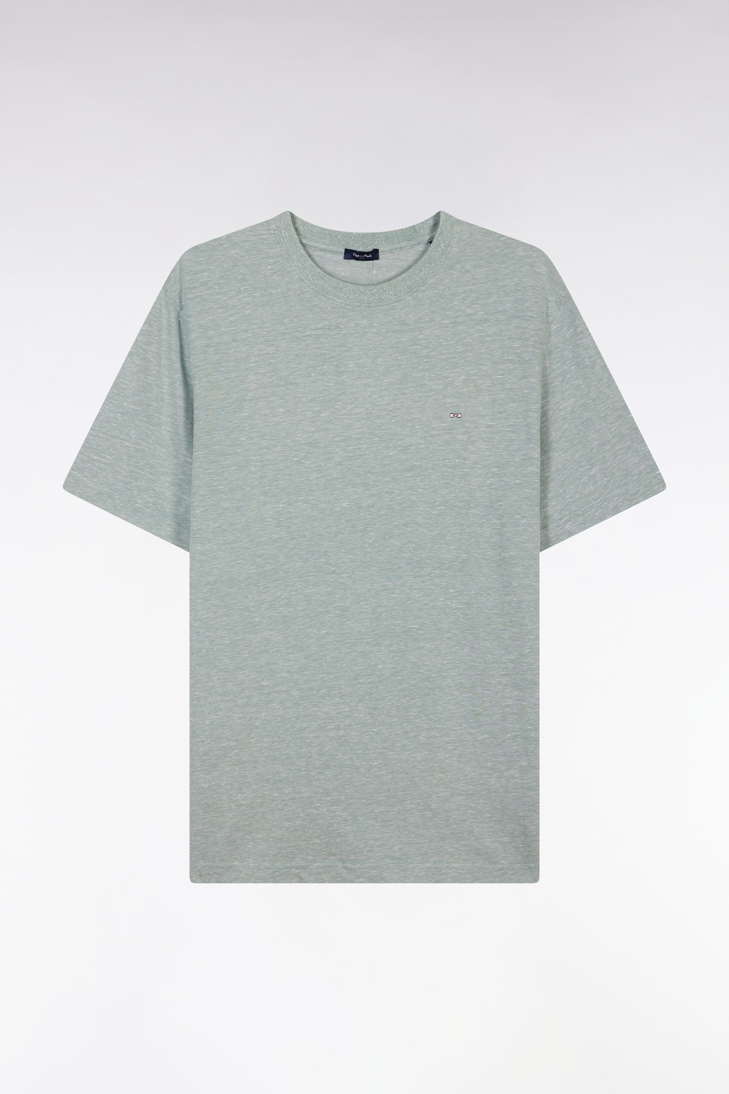 Straight-fit medium grey T-shirt in cotton and linen blend