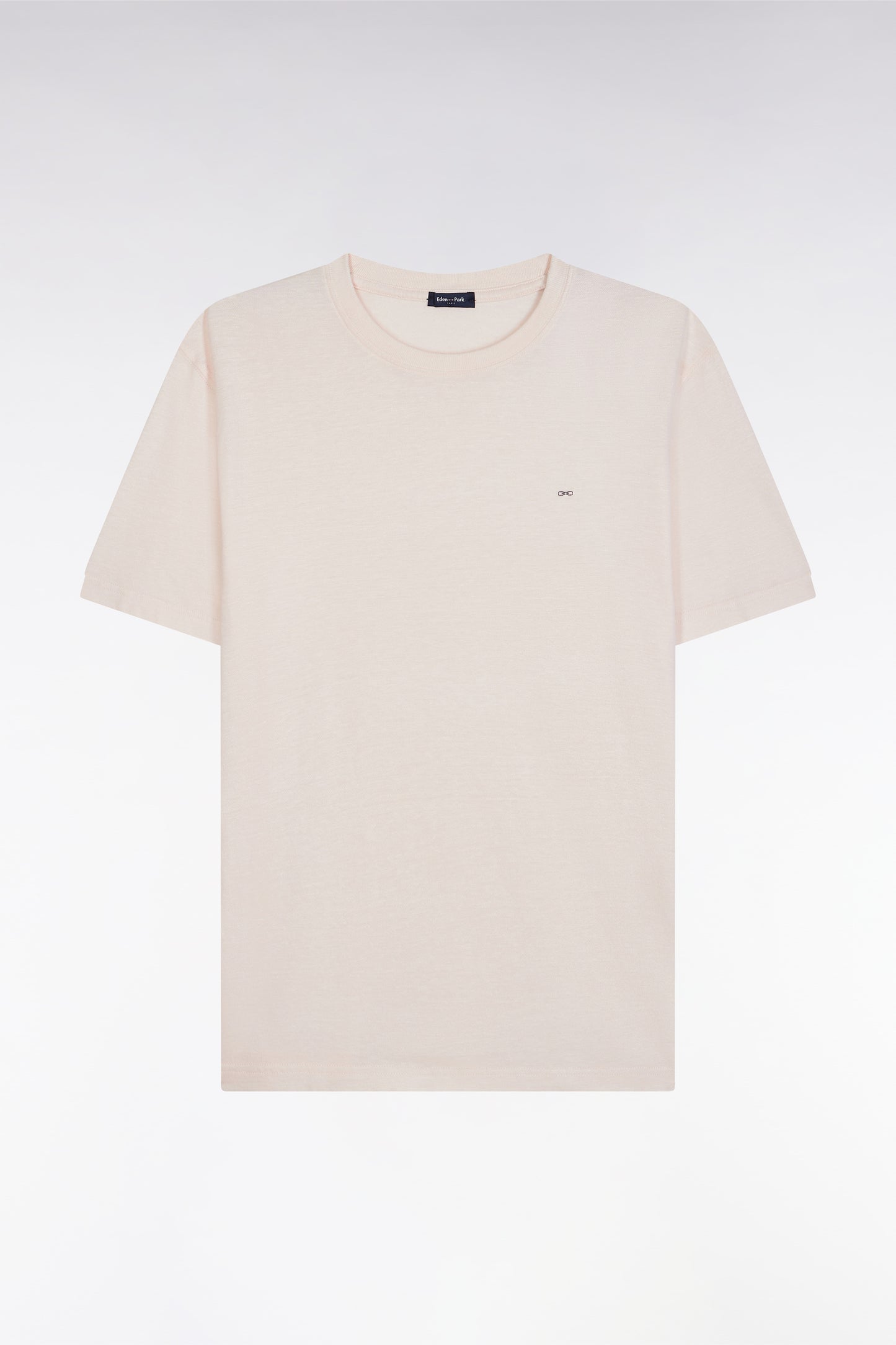 Straight-fit pink T-shirt in cotton and linen blend
