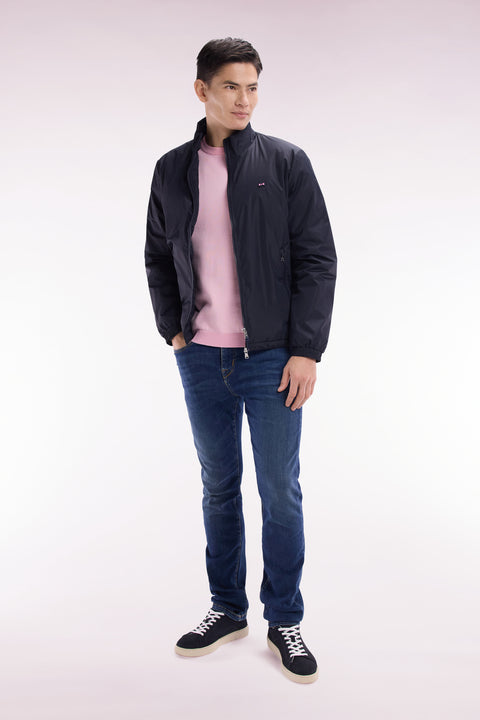 Windproof jacket in embroidered navy matte polyamide - Image 3