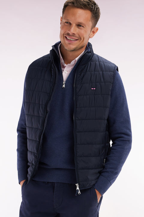 Sleeveless navy down jacket - Image 3