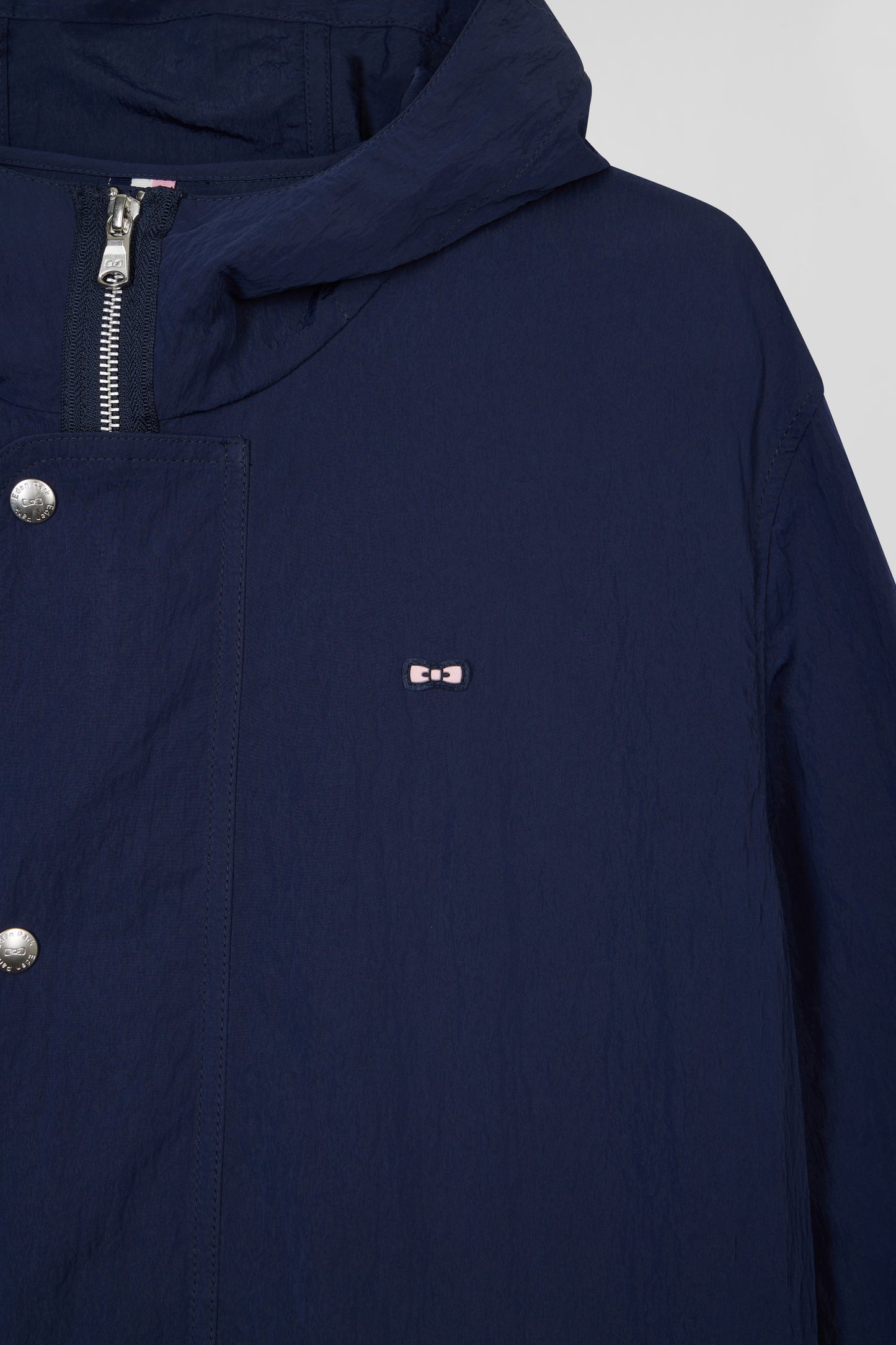 Lightweight navy parka with integrated hood