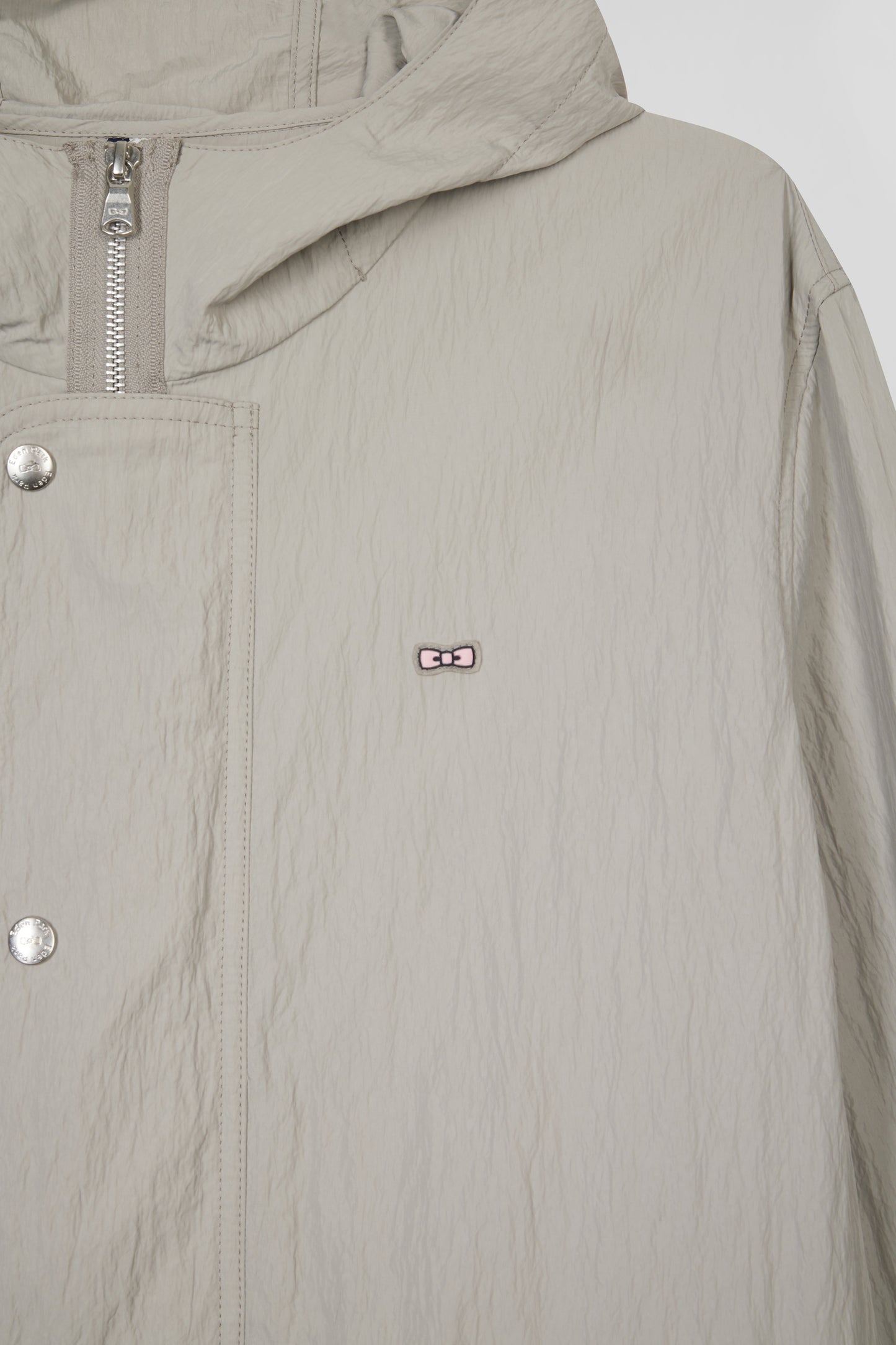Lightweight grey parka with integrated hood