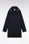 Navy blue parka with removable hood