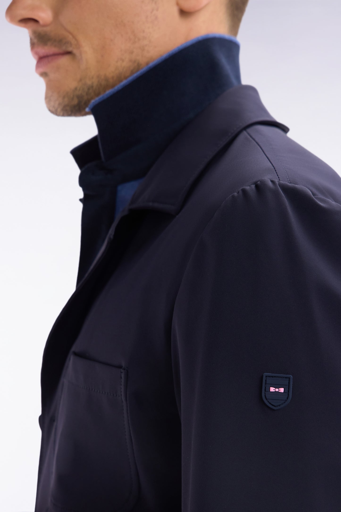 Navy blue overshirt jacket with patch pockets