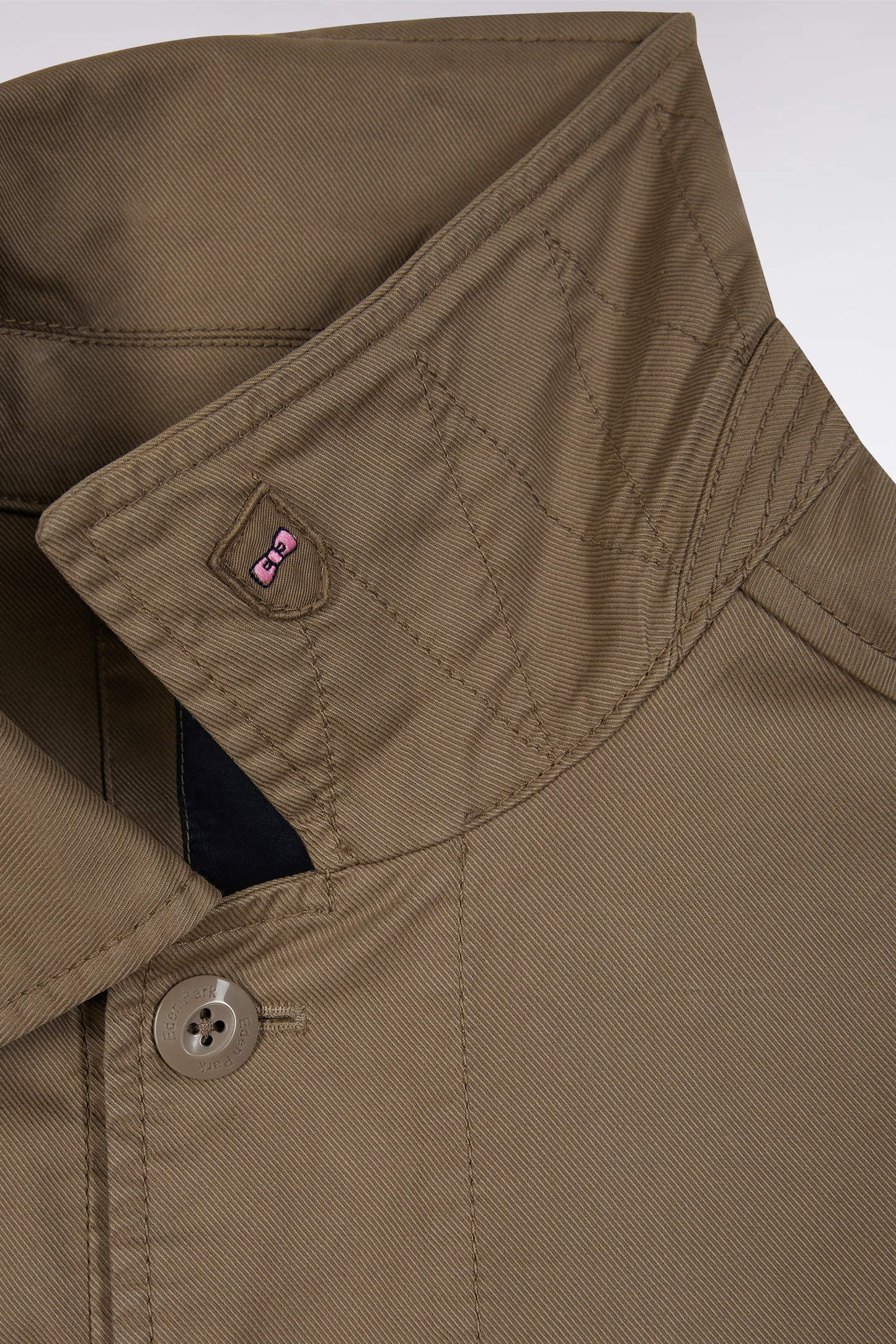 Sand stretch cotton overshirt with patch pockets