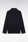 Navy stretch cotton overshirt with patch pockets
