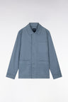 Grey stretch cotton overshirt with patch pockets