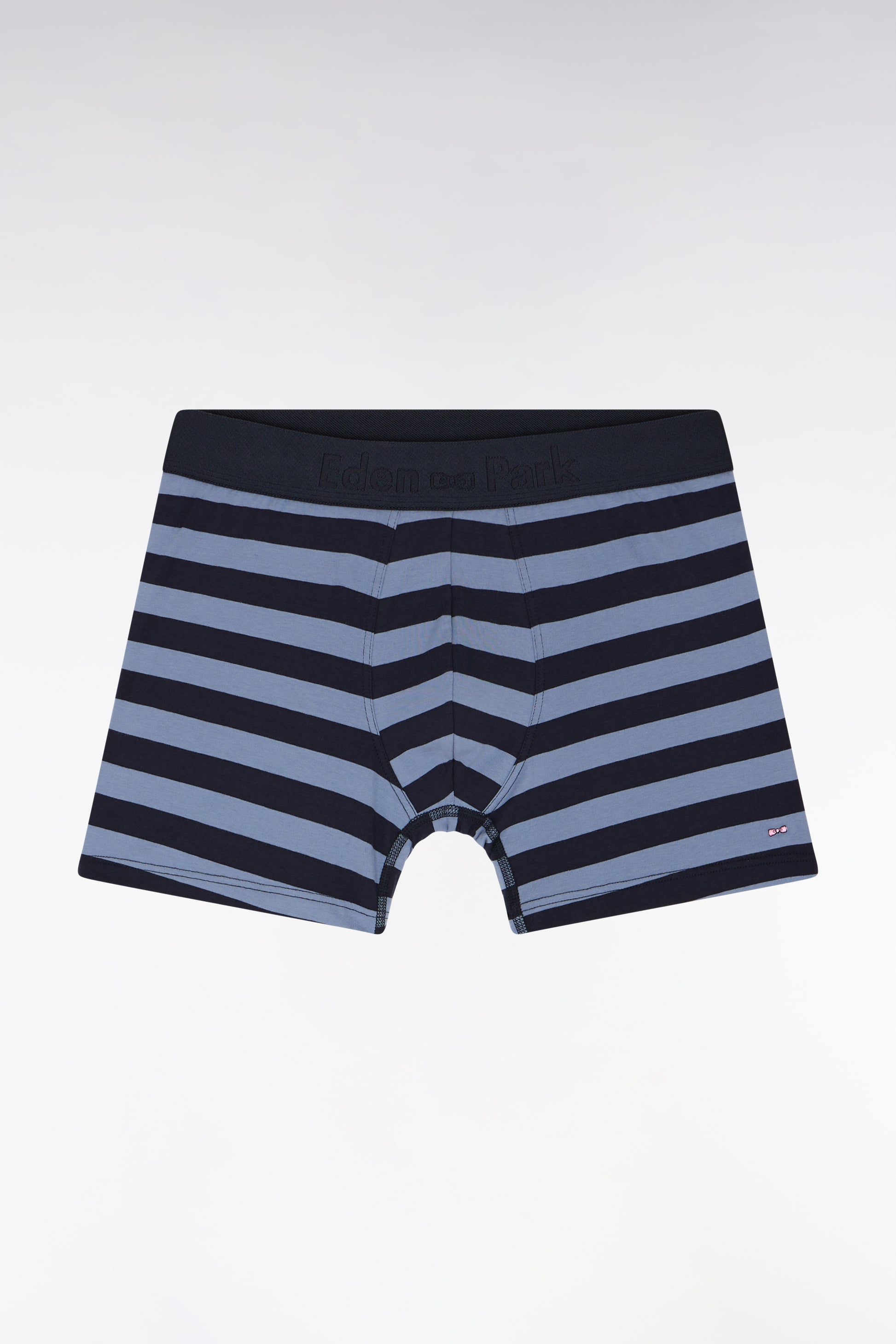 Boxer en jersey de coton stretch cerclé marine et gris